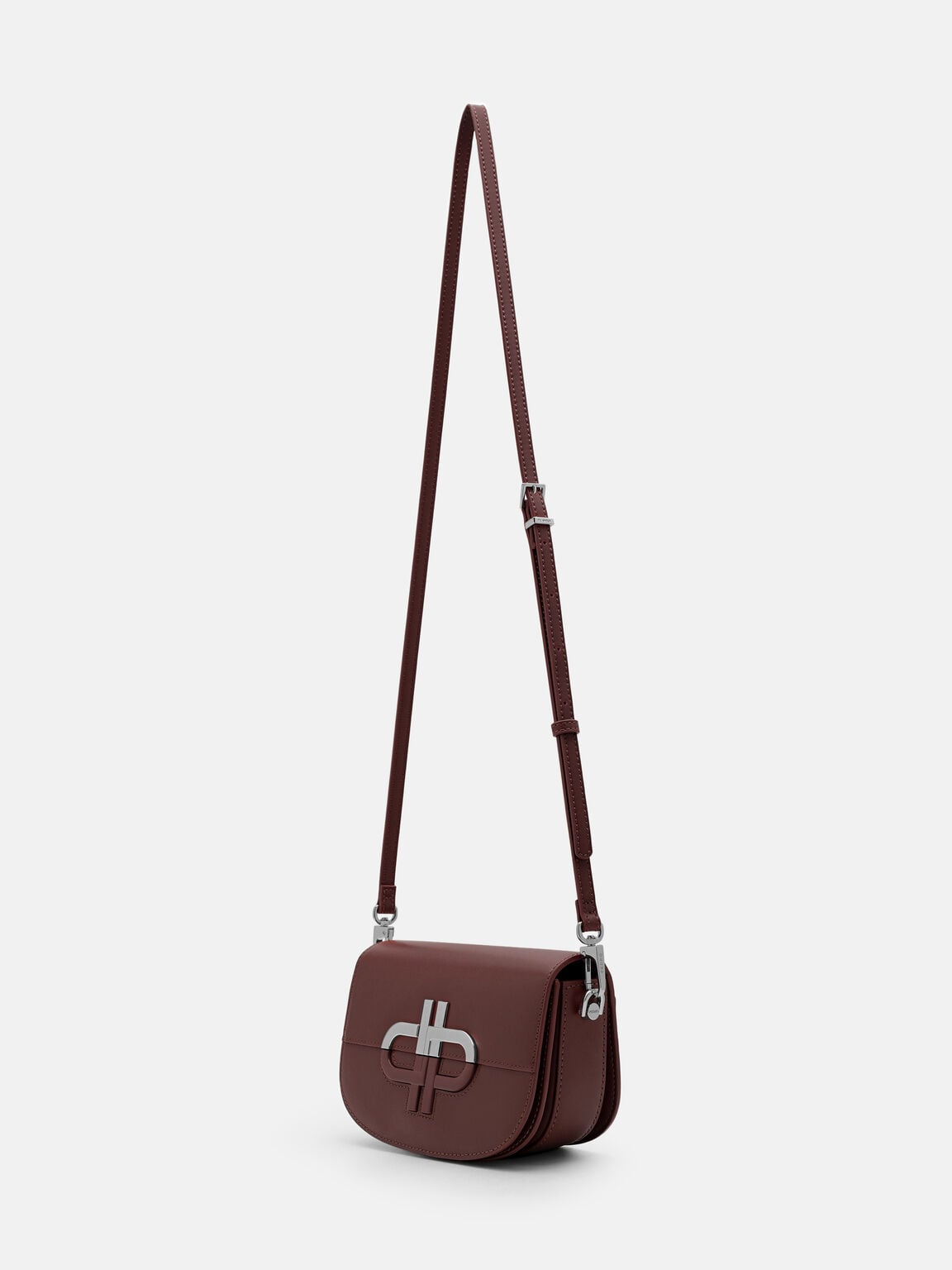 Duet Leather Shoulder Bag, Wine