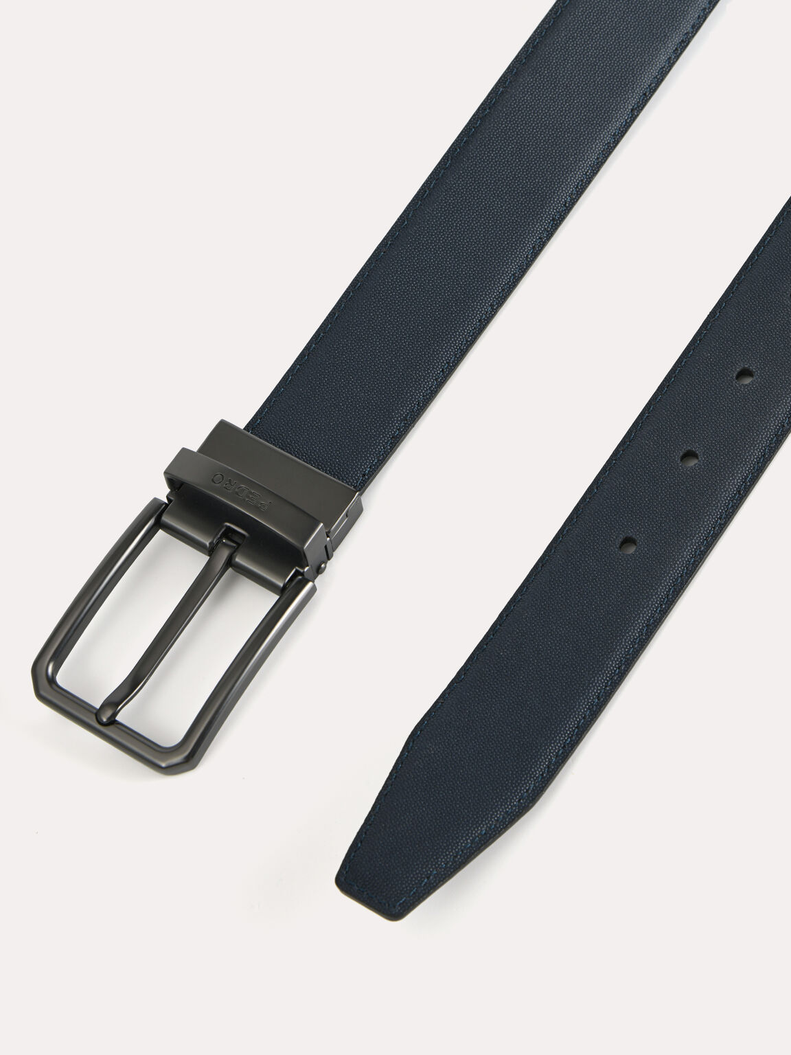 Reversible Leather Pin Belt, Black, hi-res