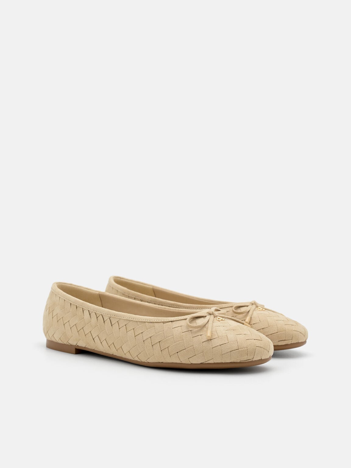 Anna Woven Ballerina Flats, Sand Weave