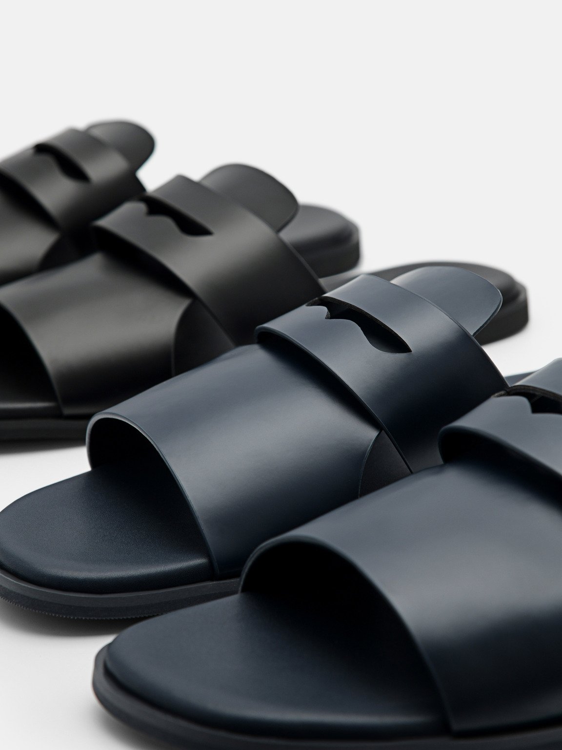 Penny Strap Slide Sandals, Black