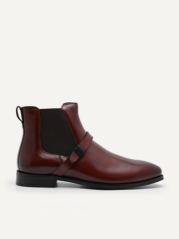Brooklyn Leather Strapped Boots, Cognac