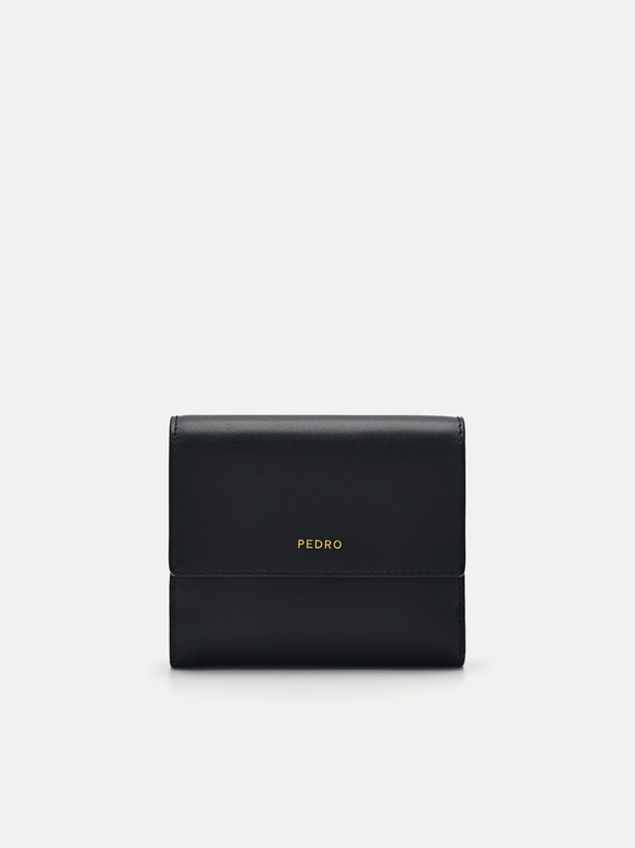 PEDRO工作室皮革三折疊錢包, 黑色