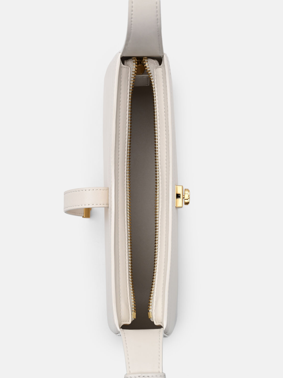 Farida Leather Shoulder Bag, Chalk