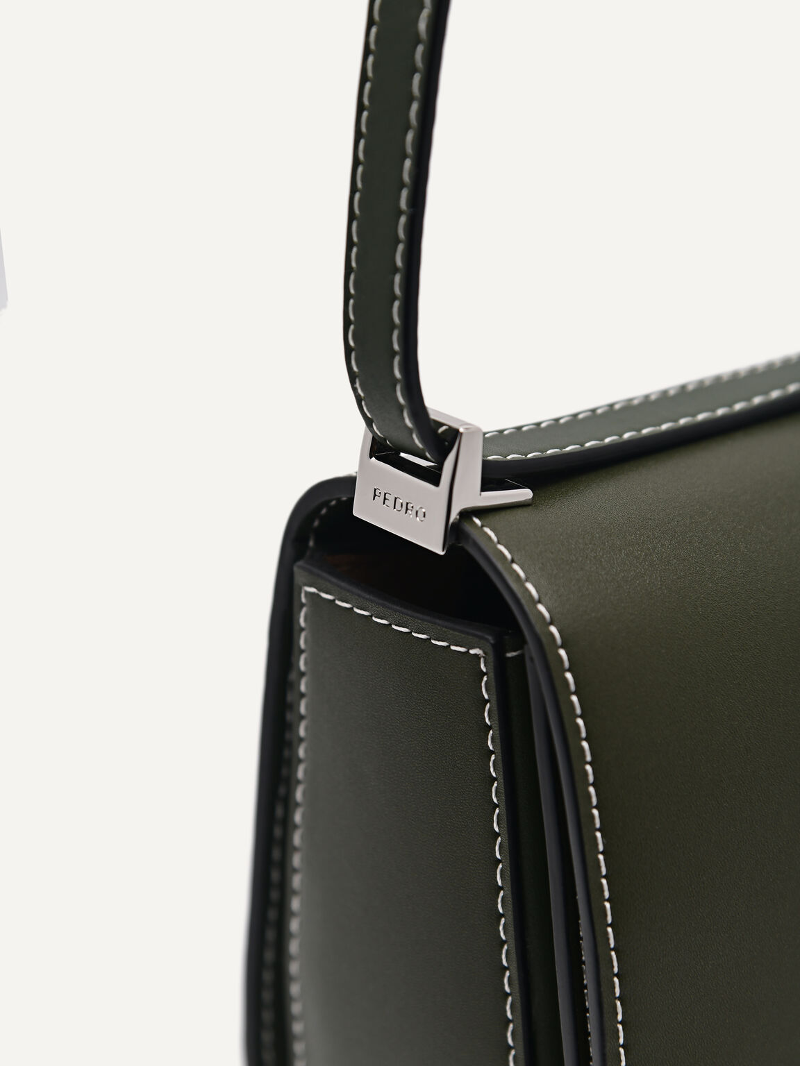 PEDRO Icon Leather Shoulder Bag, Military Green