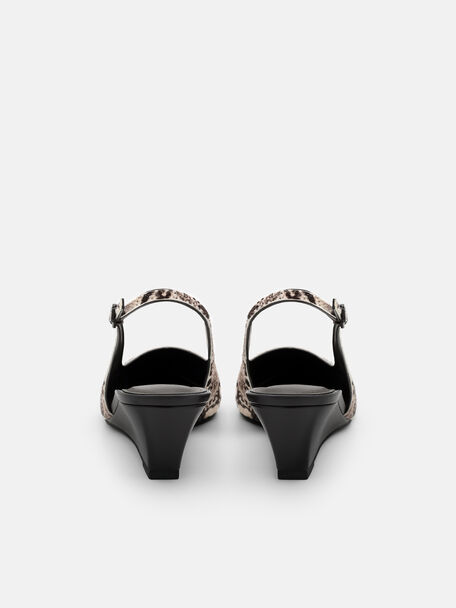 Adena Leather Wedge Slingback Pumps, Multi
