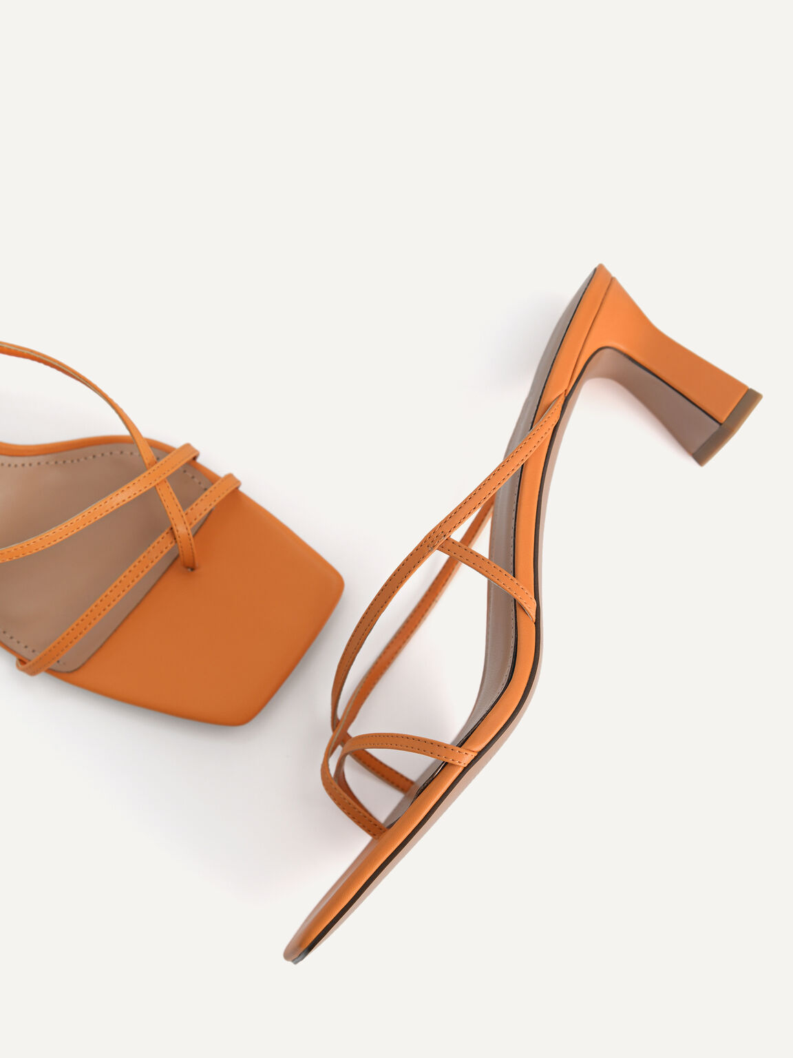 Gwyneth Strappy Toe Loop Heeled Sandals, Orange