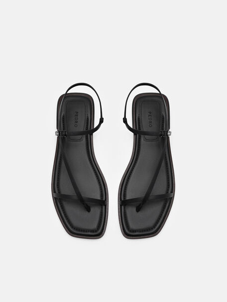 Ashby Leather Strappy Sandals, Black