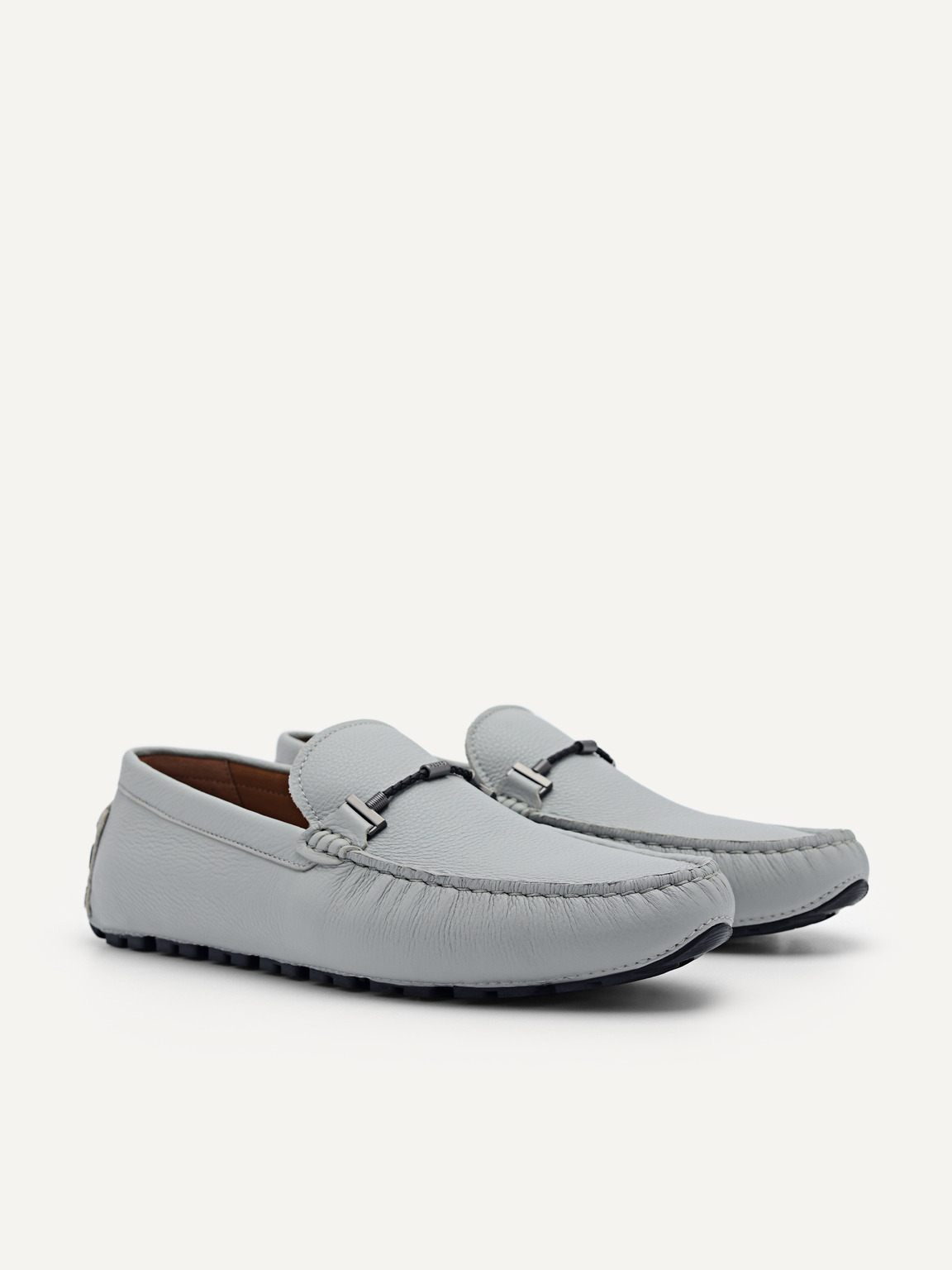 Robert Leather Driving Shoes, Light Grey