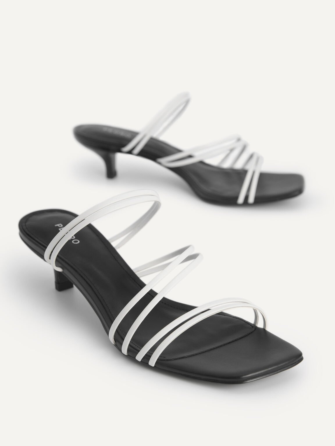 Strappy Heeled Sandals, White, hi-res