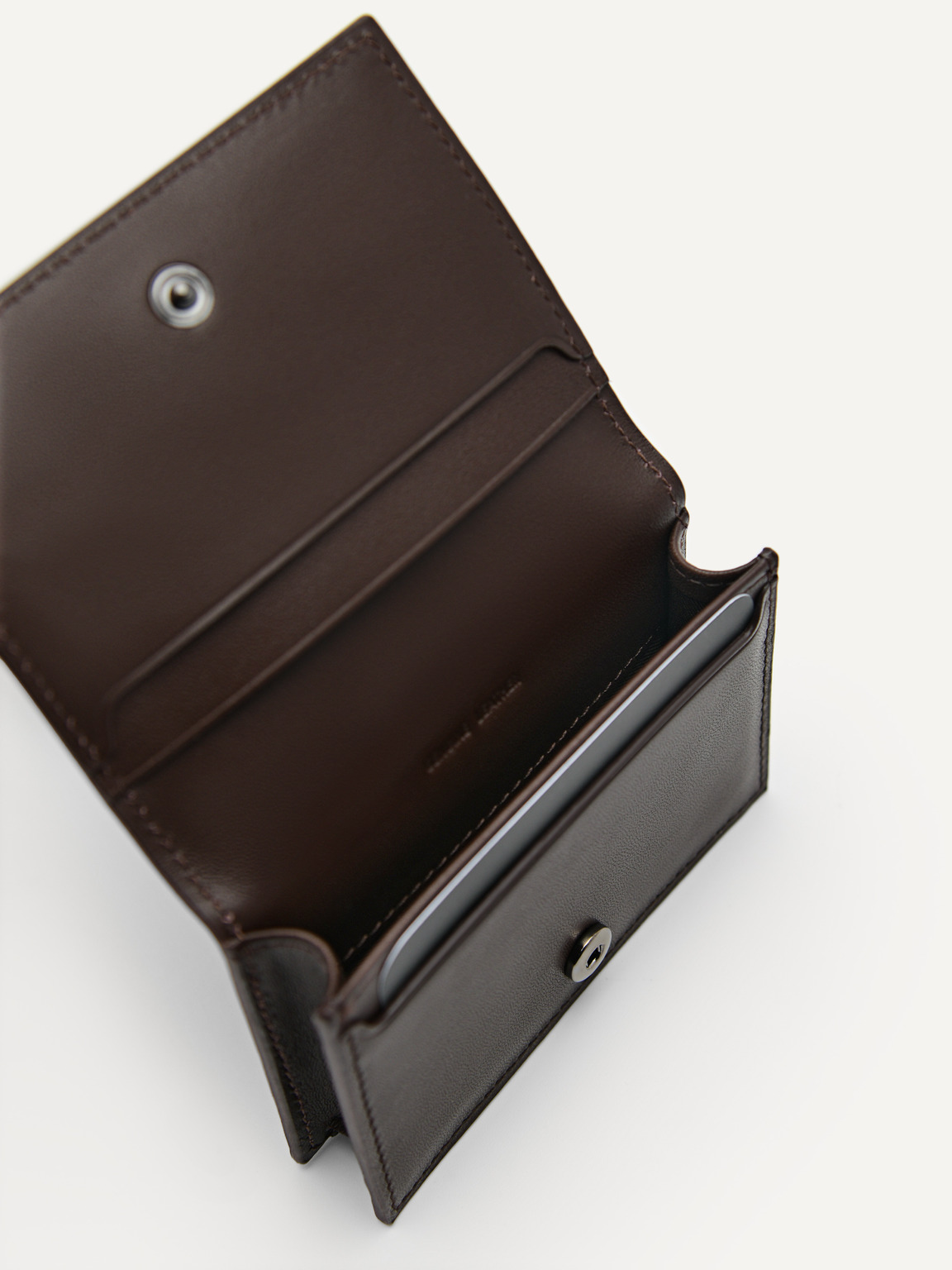 PEDRO Icon Leather Card Holder, Dark Brown