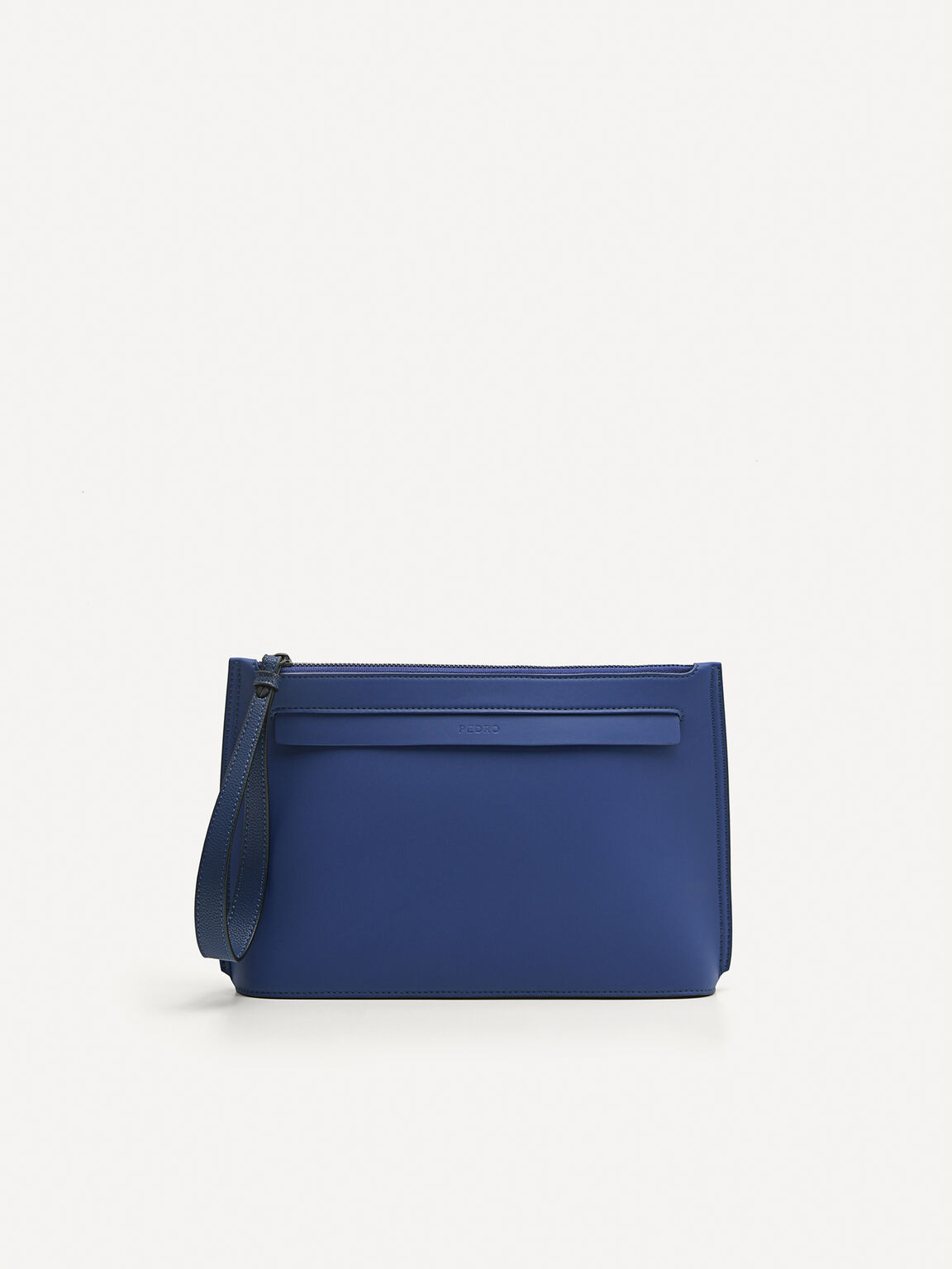 Synthetic Leather Clutch, Navy
