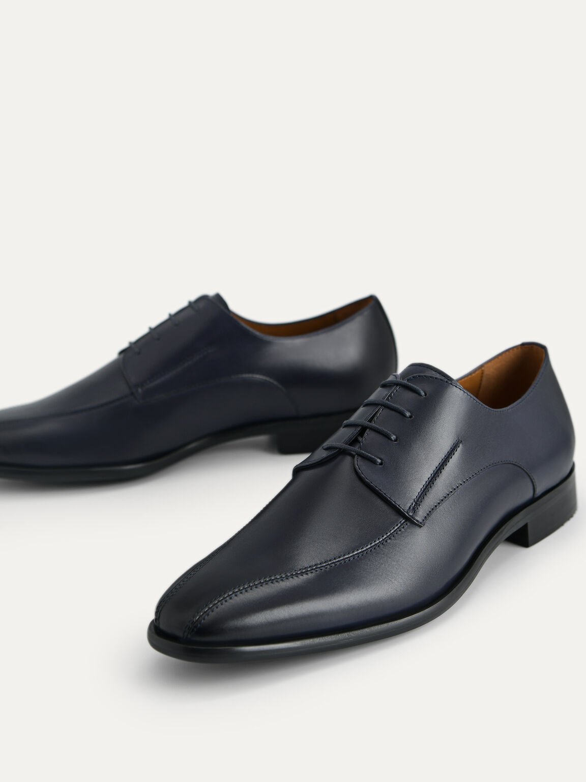 Leather Derby Shoes, Navy