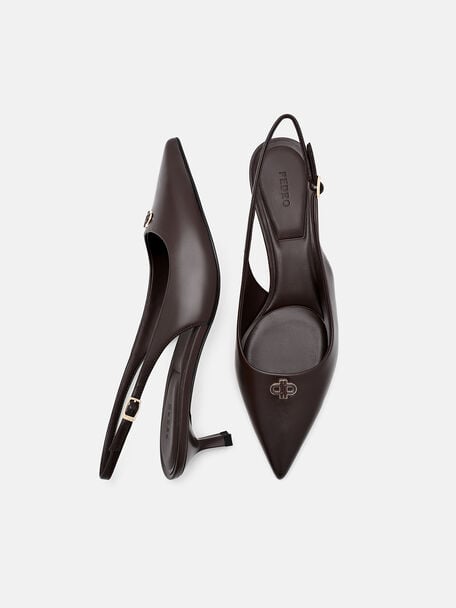 Marina Leather Heel Pumps, Dark Brown