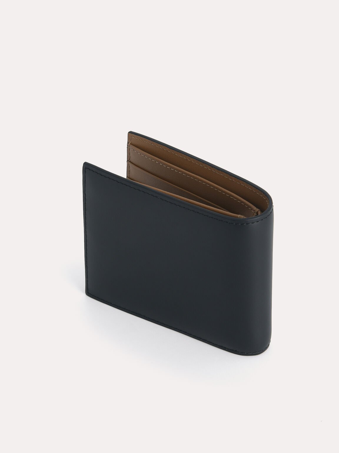 Leather Bi-Fold Wallet with Flip, Black