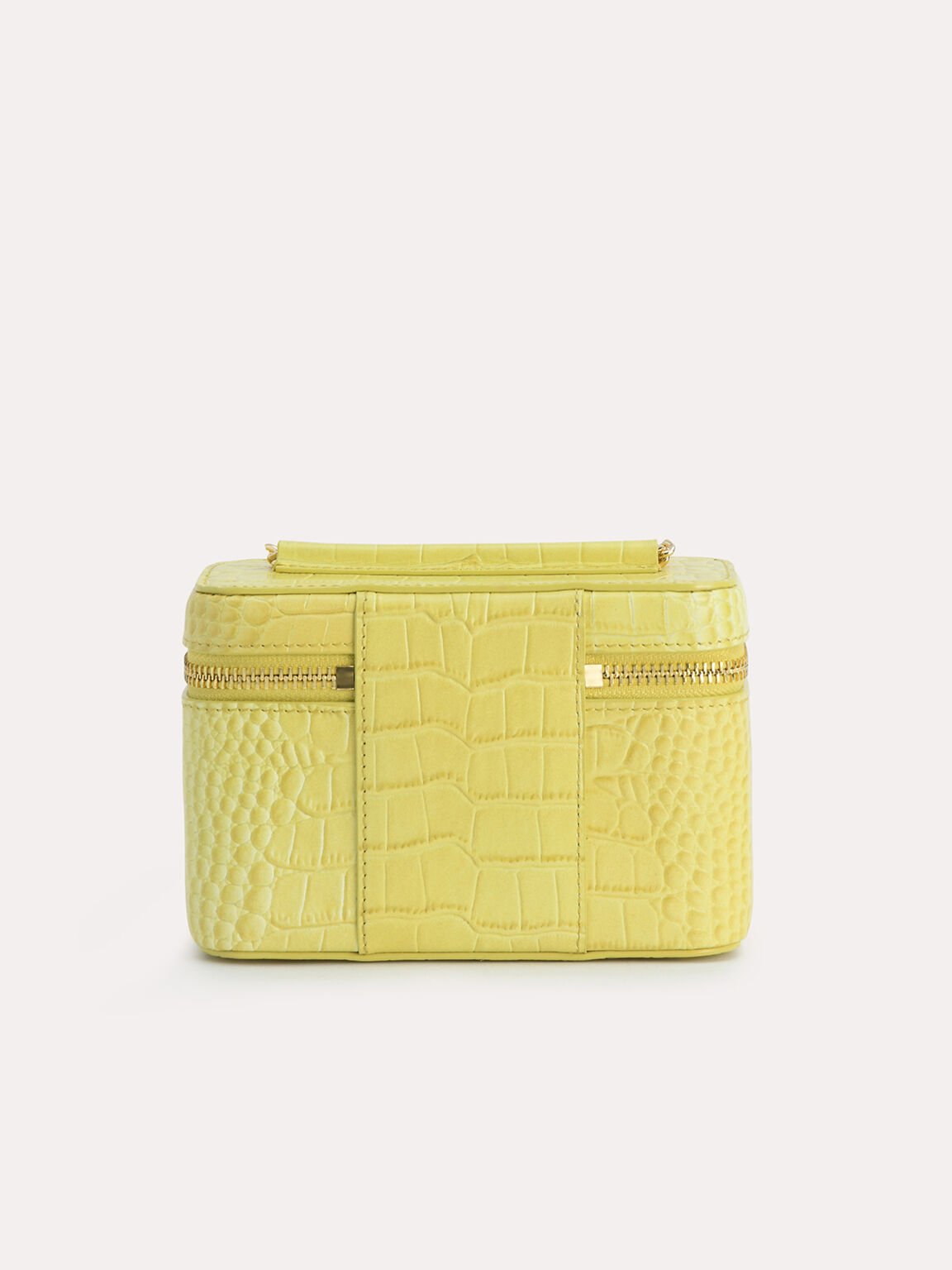 Textured Leather Vanity Case, Yellow