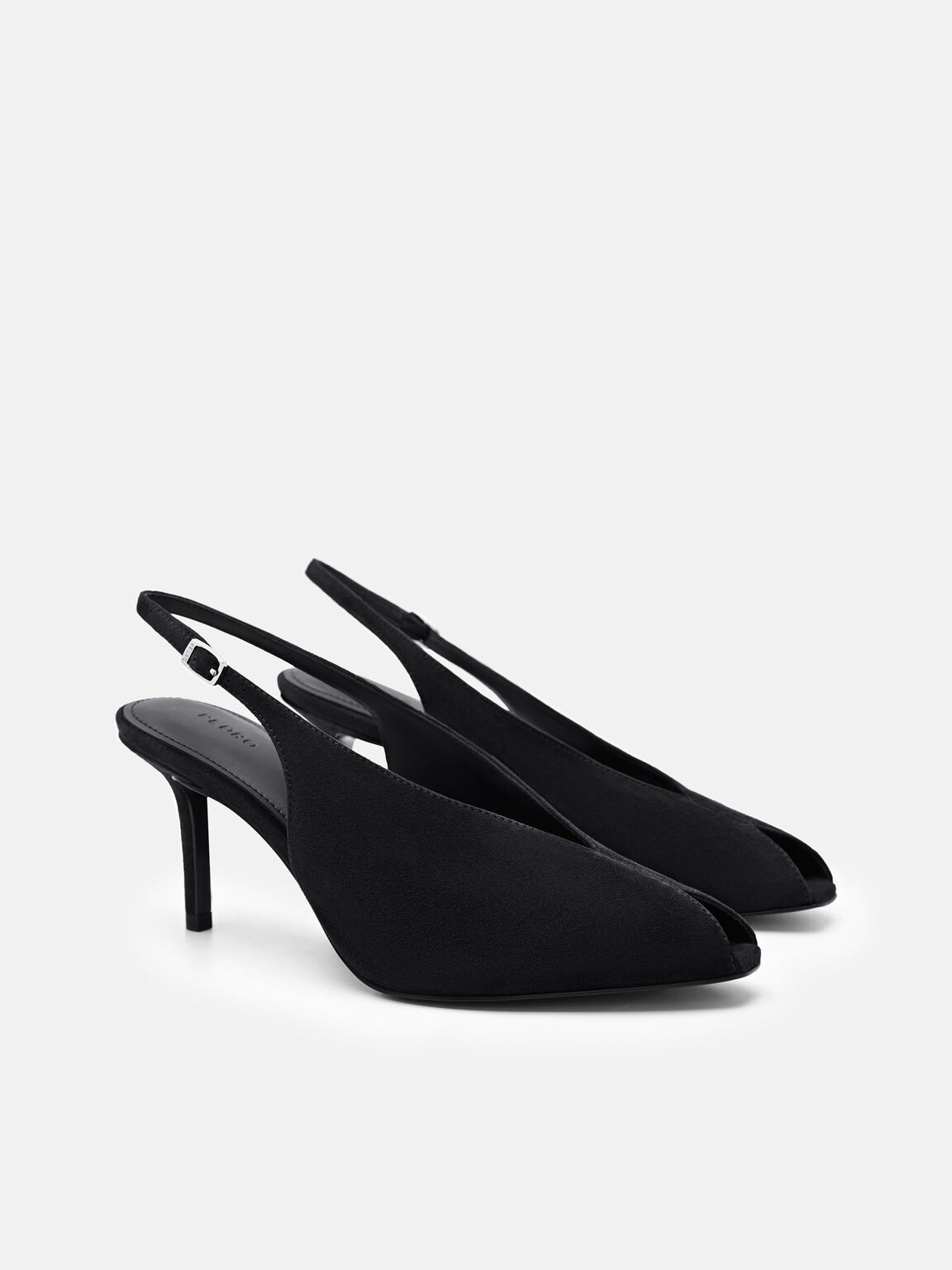 Sylvie Suede Slingback Heel Pumps, Black Suede