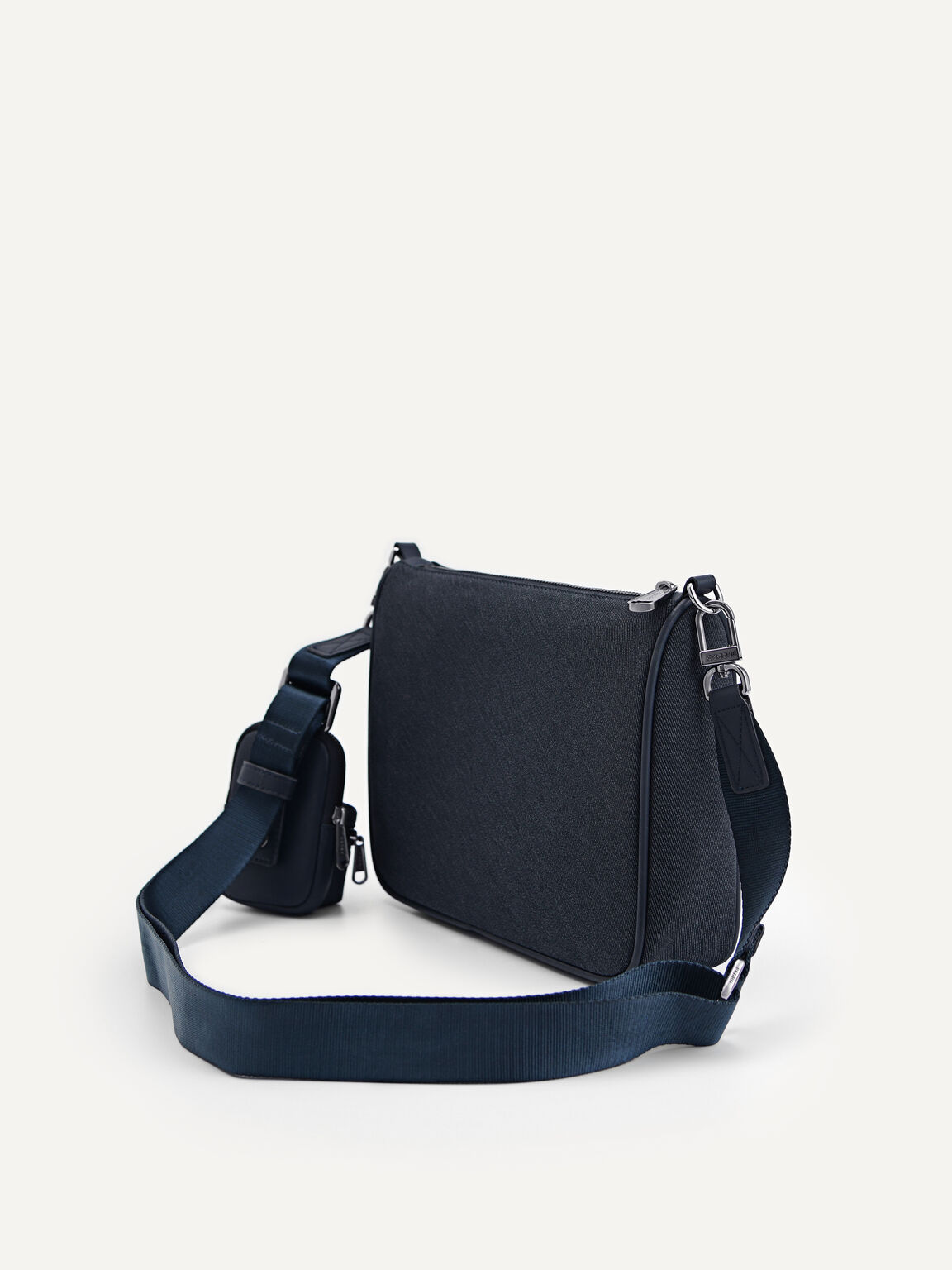 Denim Sling Bag with Pouch, Navy, hi-res