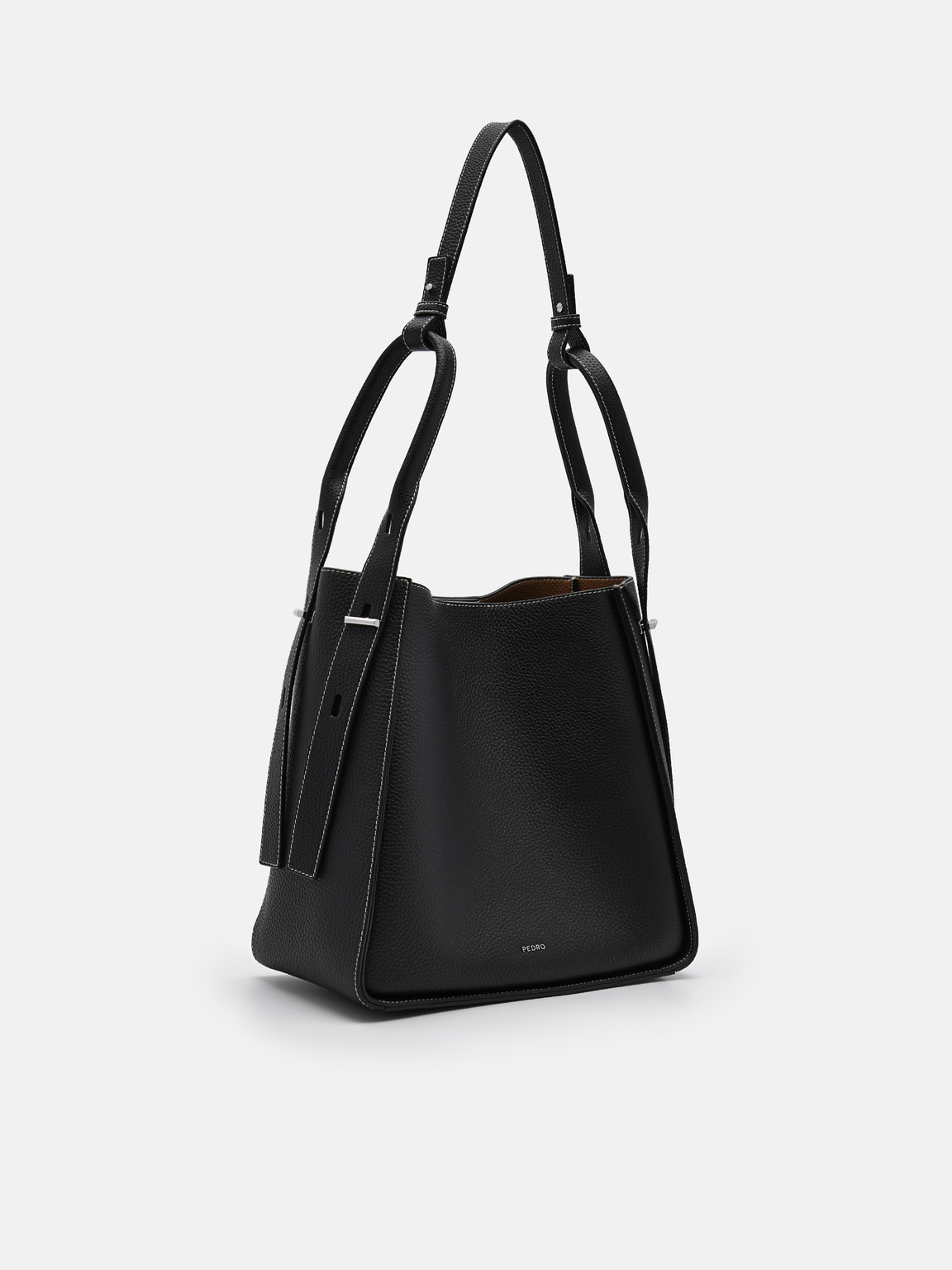 Demi Leather Hobo Bag, Black