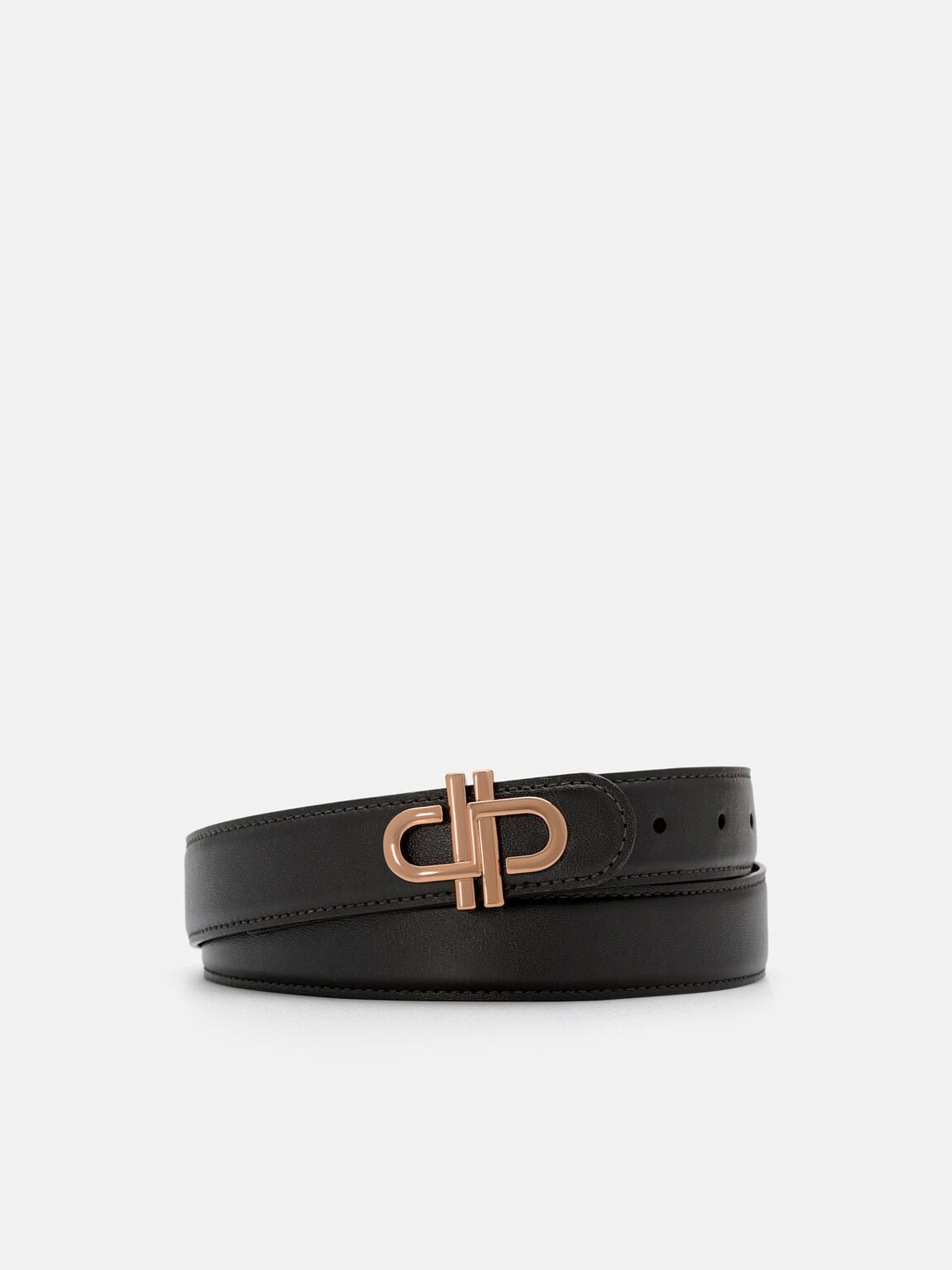 Leather Tang Belt, Dark Brown
