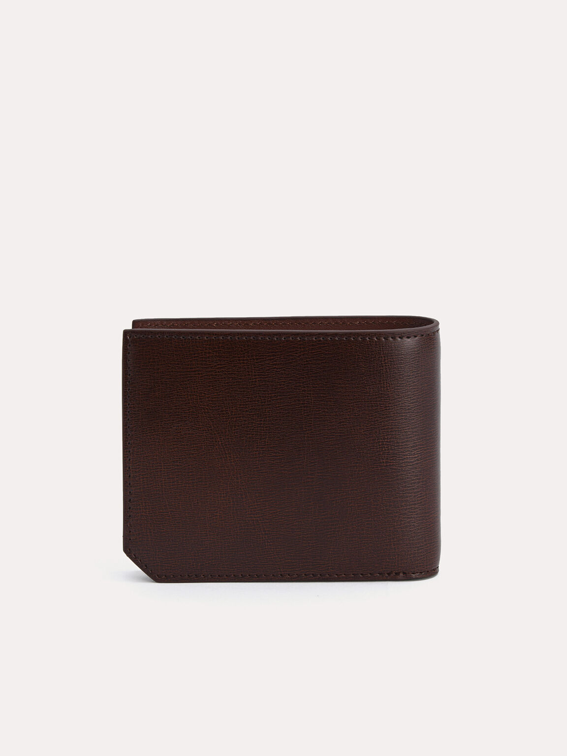 Textured Leather Bi-Fold Wallet with Flip, Brown
