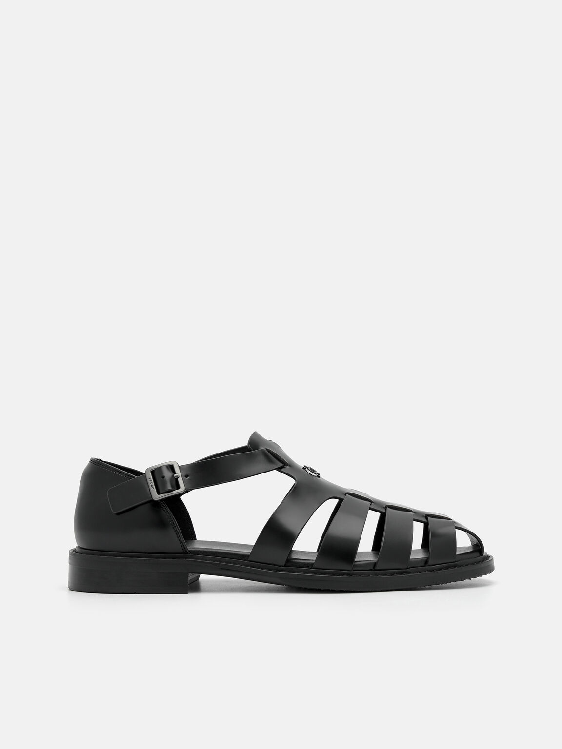 Brent Leather Caged Sandals, Black