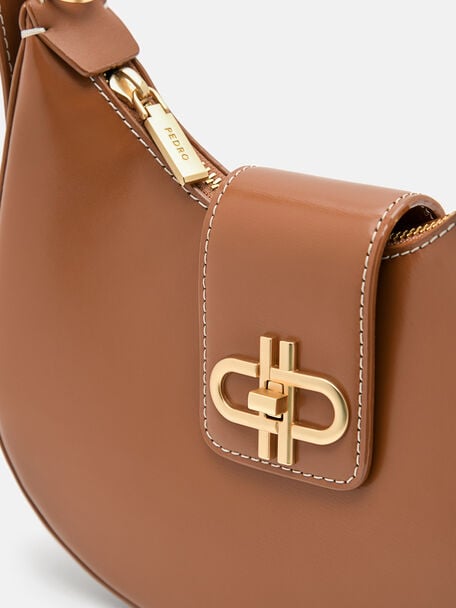 Turn-Lock Shoulder Bag, Cognac
