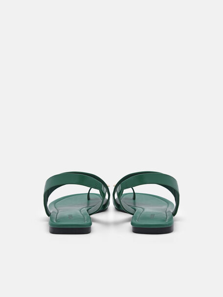 Alexis Leather Slingback Sandals, Dark Green