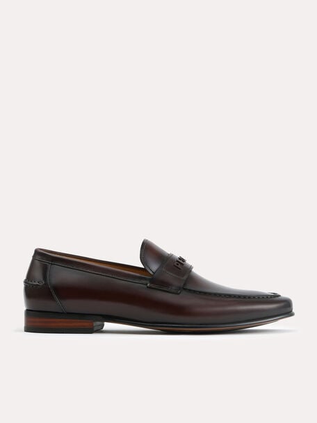 Burnished Leather Loafers, Brown