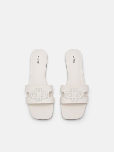 Leather Slip-On Sandals, Chalk