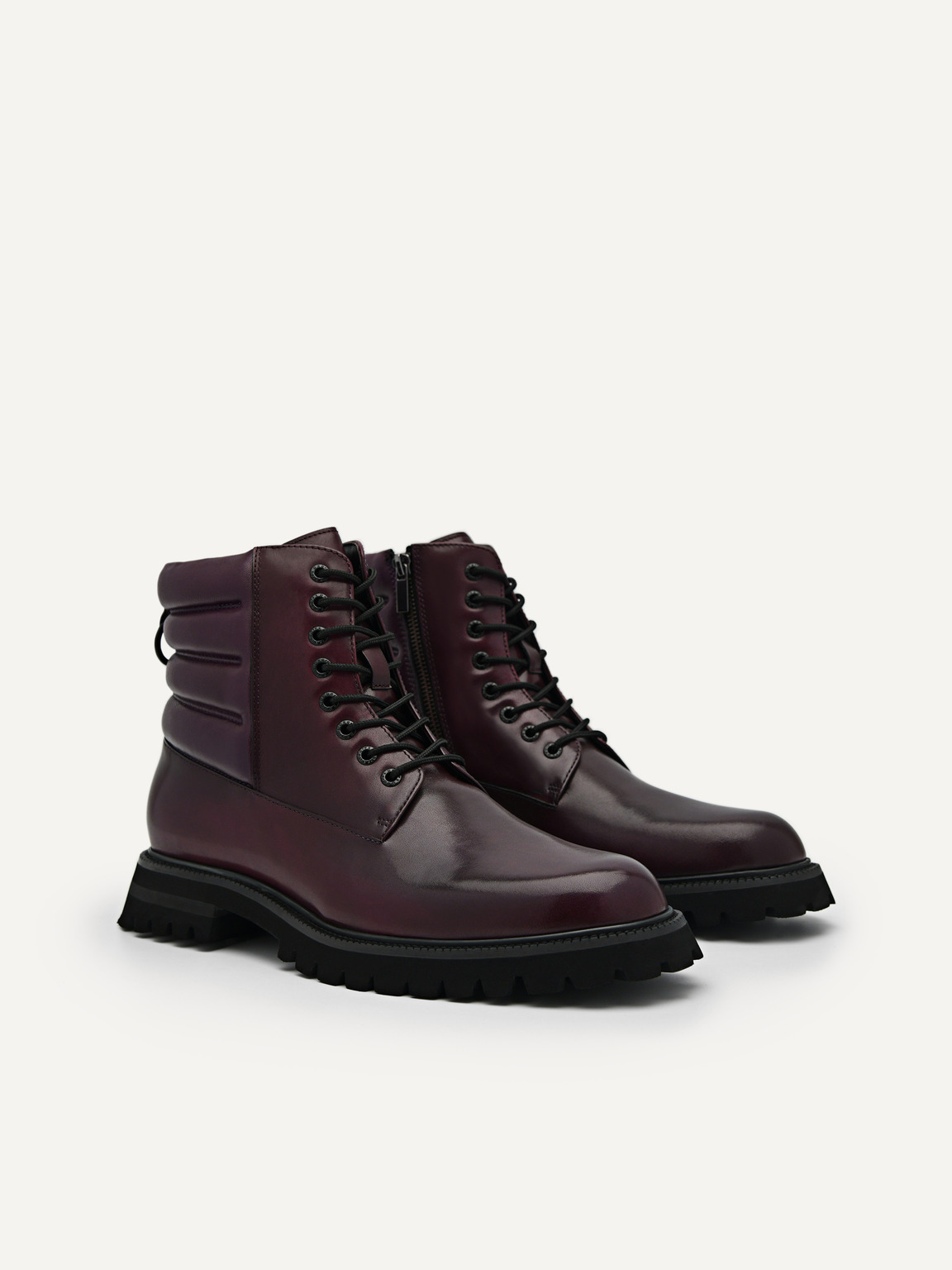 Jay Leather Boots, Dark Purple