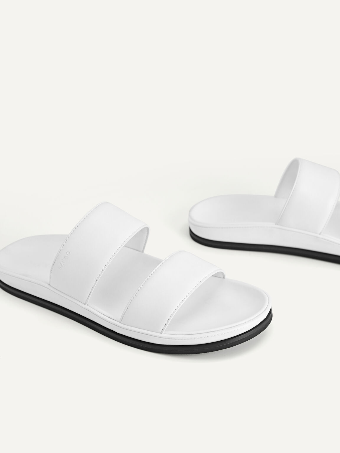 Monochrome Double Strap Sandals, White