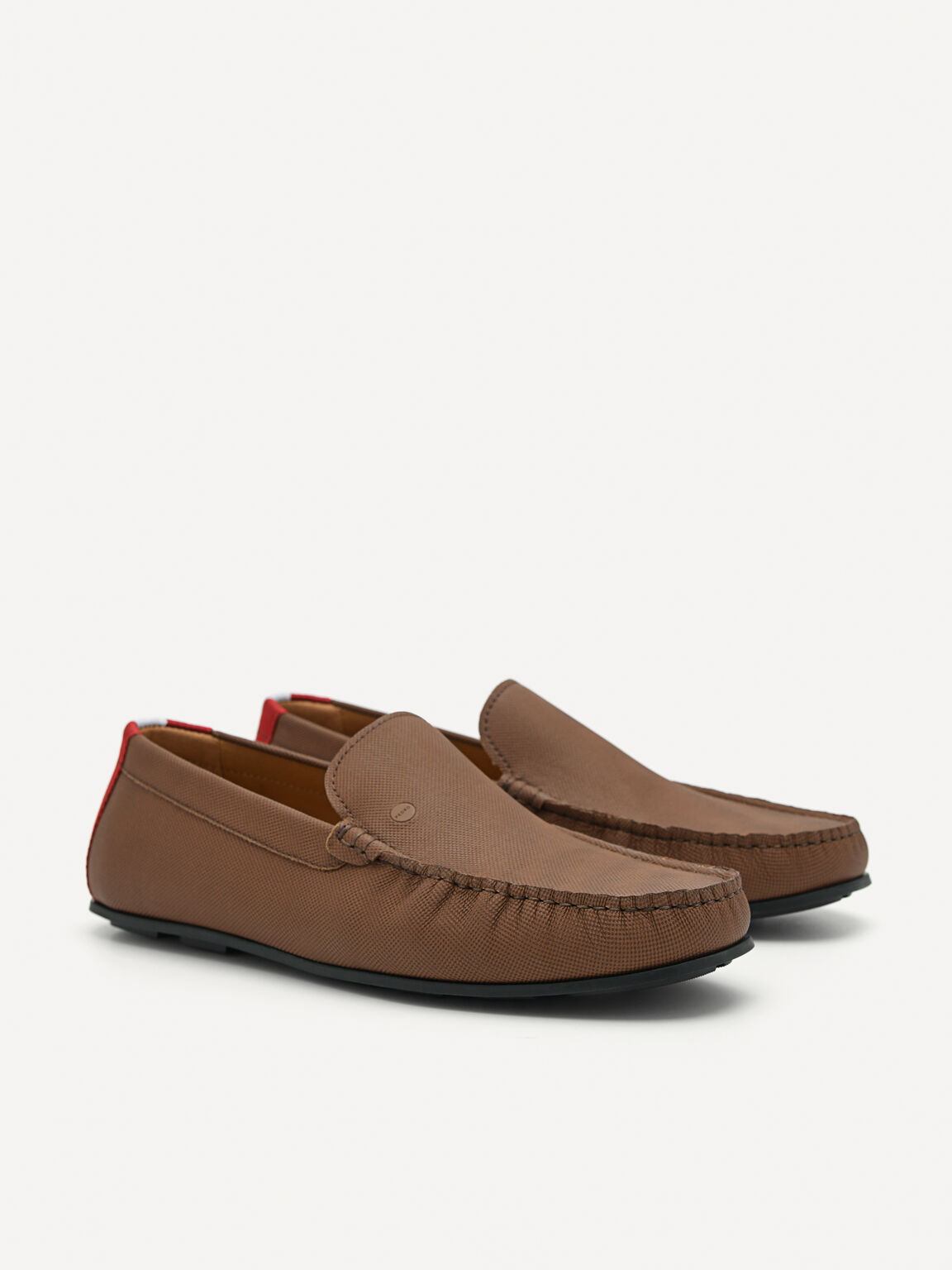 Leather & Fabric Slip-On Moccasins, Brown