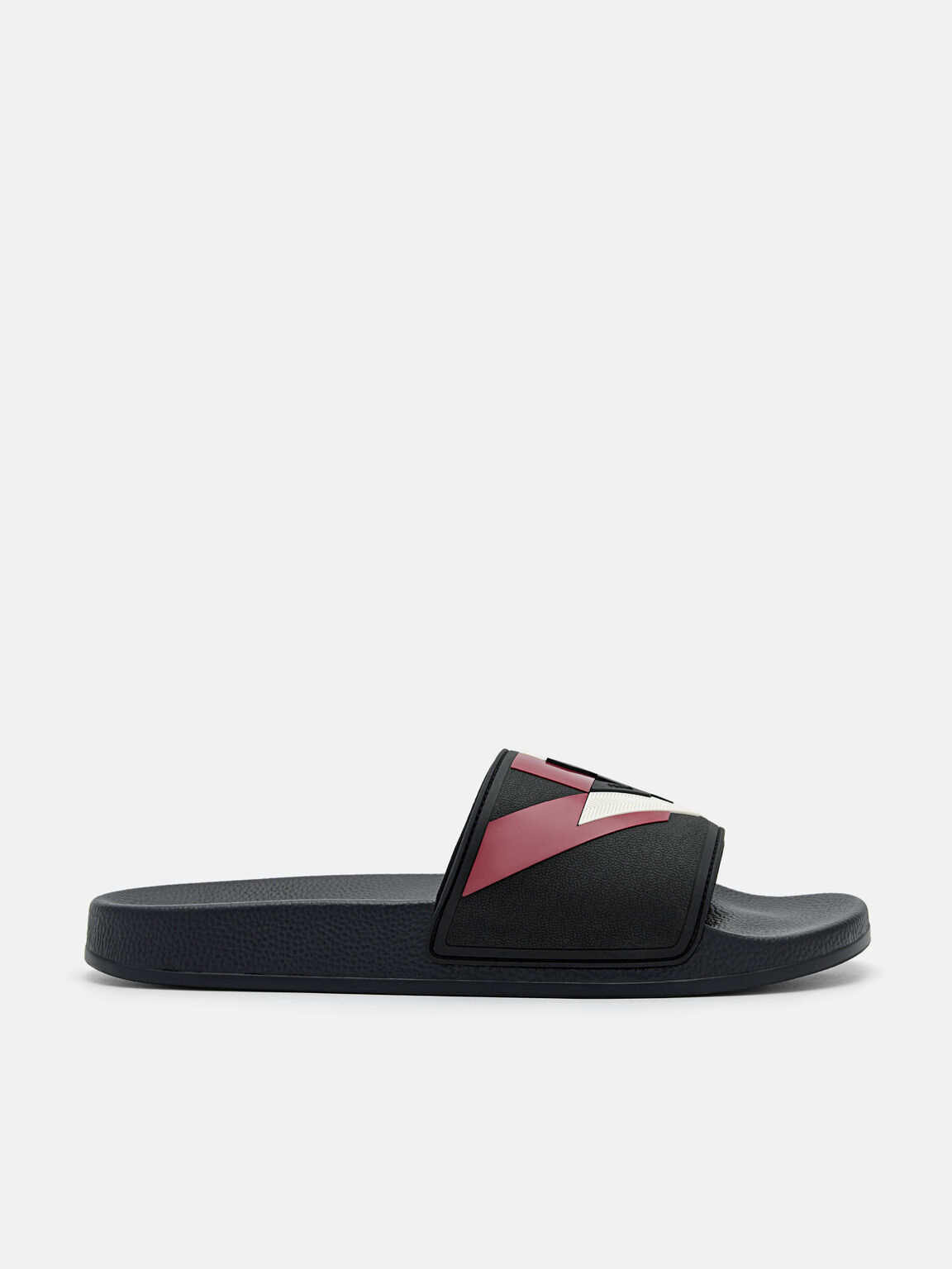 Houndstooth Slide Sandals, Black