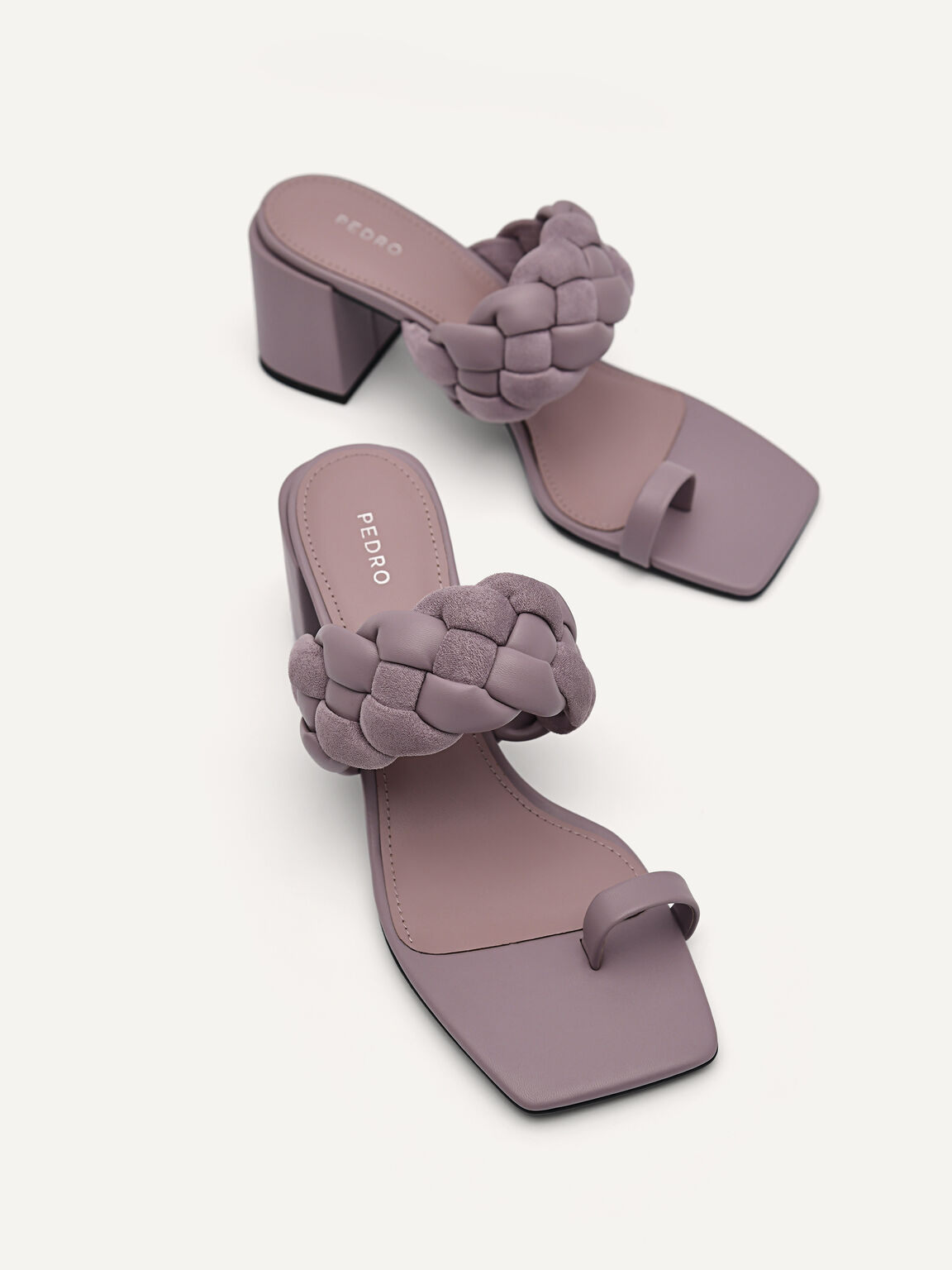 Plait Heeled Sandals, Lilac