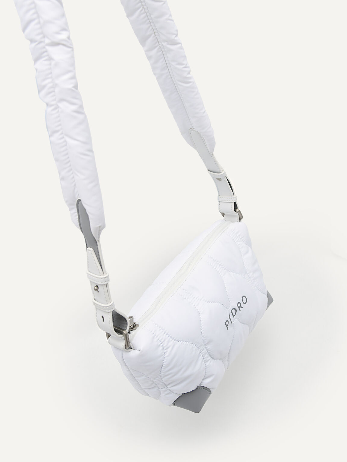 Plush Quilted Sling Bag, White