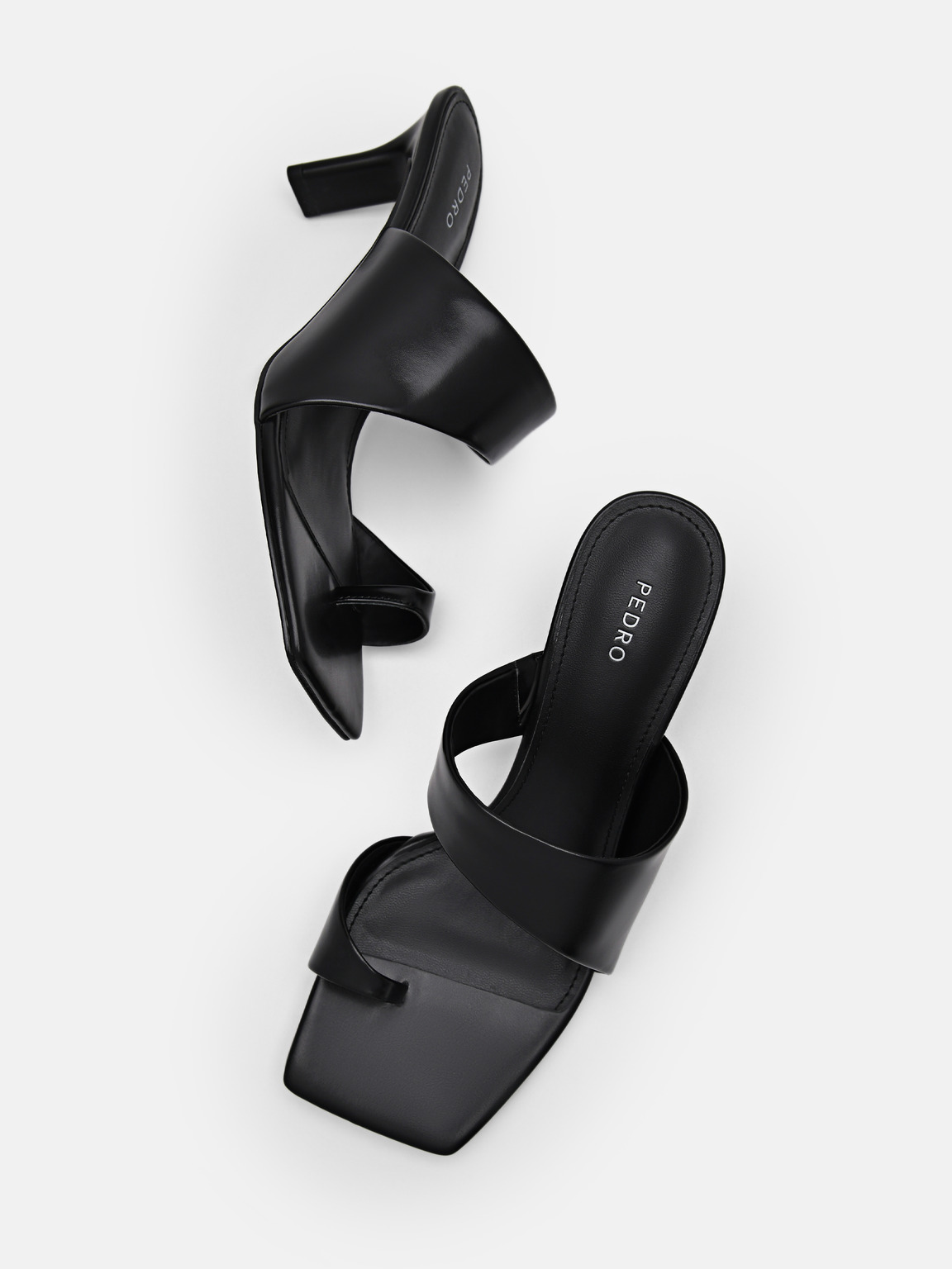 Rocco Leather Heel Sandals, Black