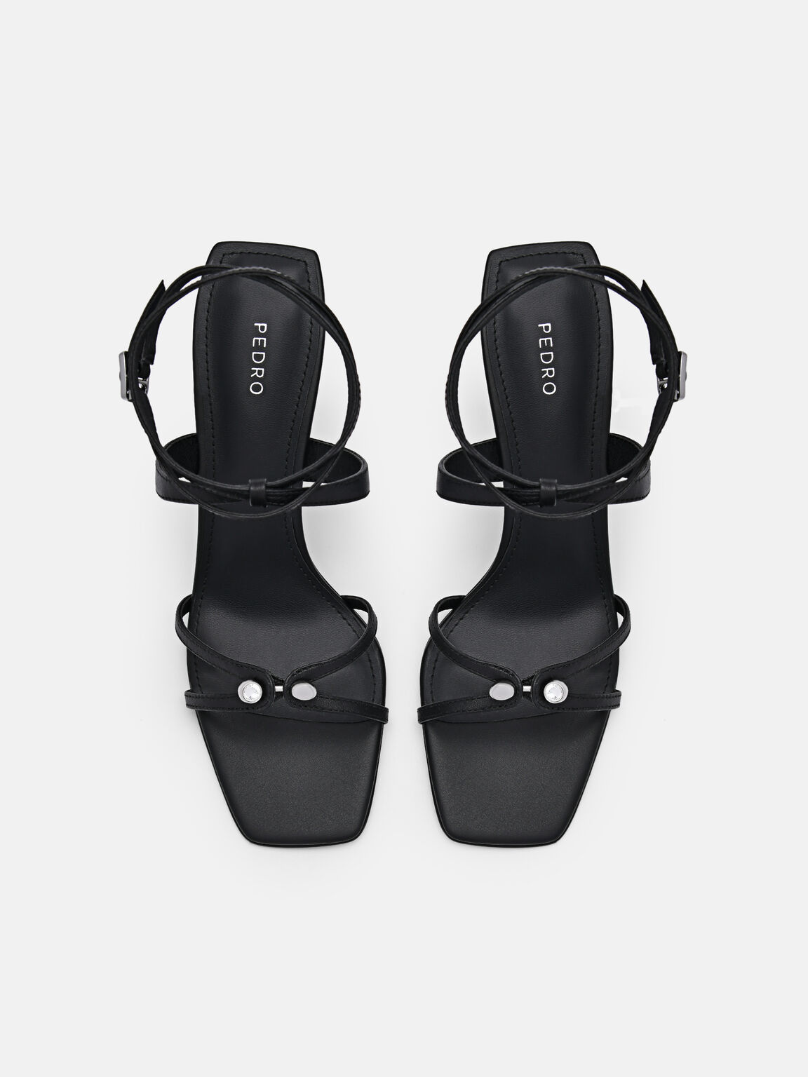 Sofia Leather Heel Sandals, Black