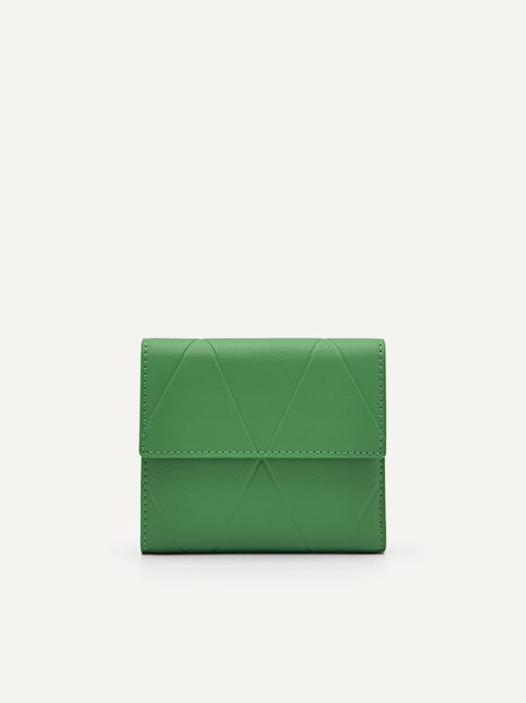 Leather Tri-Fold Wallet in Pixel, Green