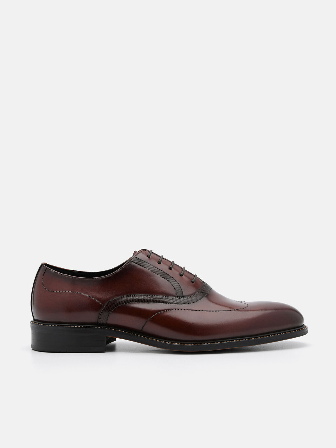 Leather Wingtip Oxford Shoes, Brown