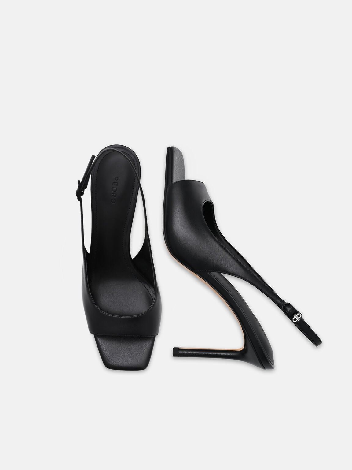 Marina Leather Heel Sandals, Black