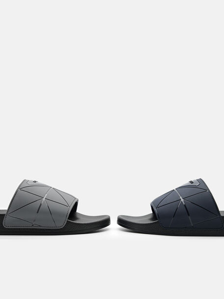 Slide Sandals in Pixel, Dark Grey