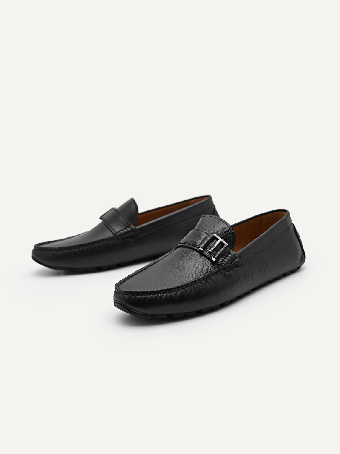 Leather Driving Moccassins, Black