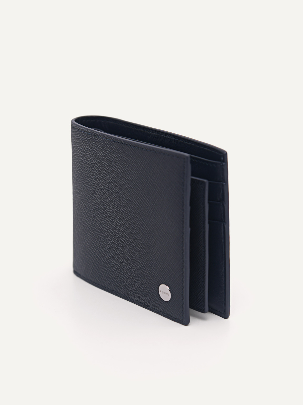 Oliver Leather Bi-Fold Wallet with Insert, Navy