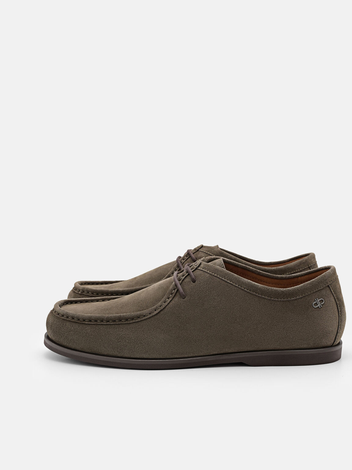 Suede Moc-Toe Derby Shoes, Olive