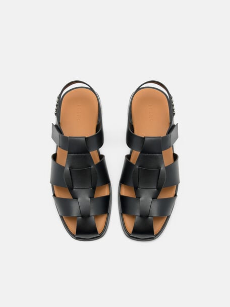 Roman Backstrap Sandals, Black
