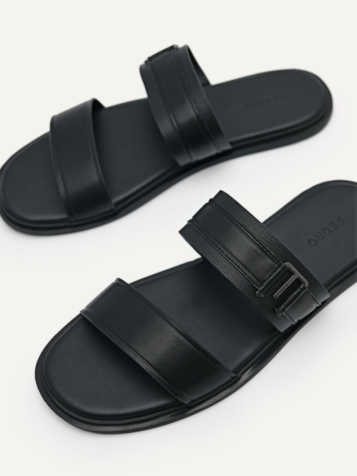 Band Slide Sandals, Black