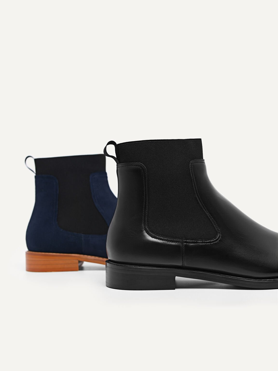 Suede Leather Chelsea Boots, Navy