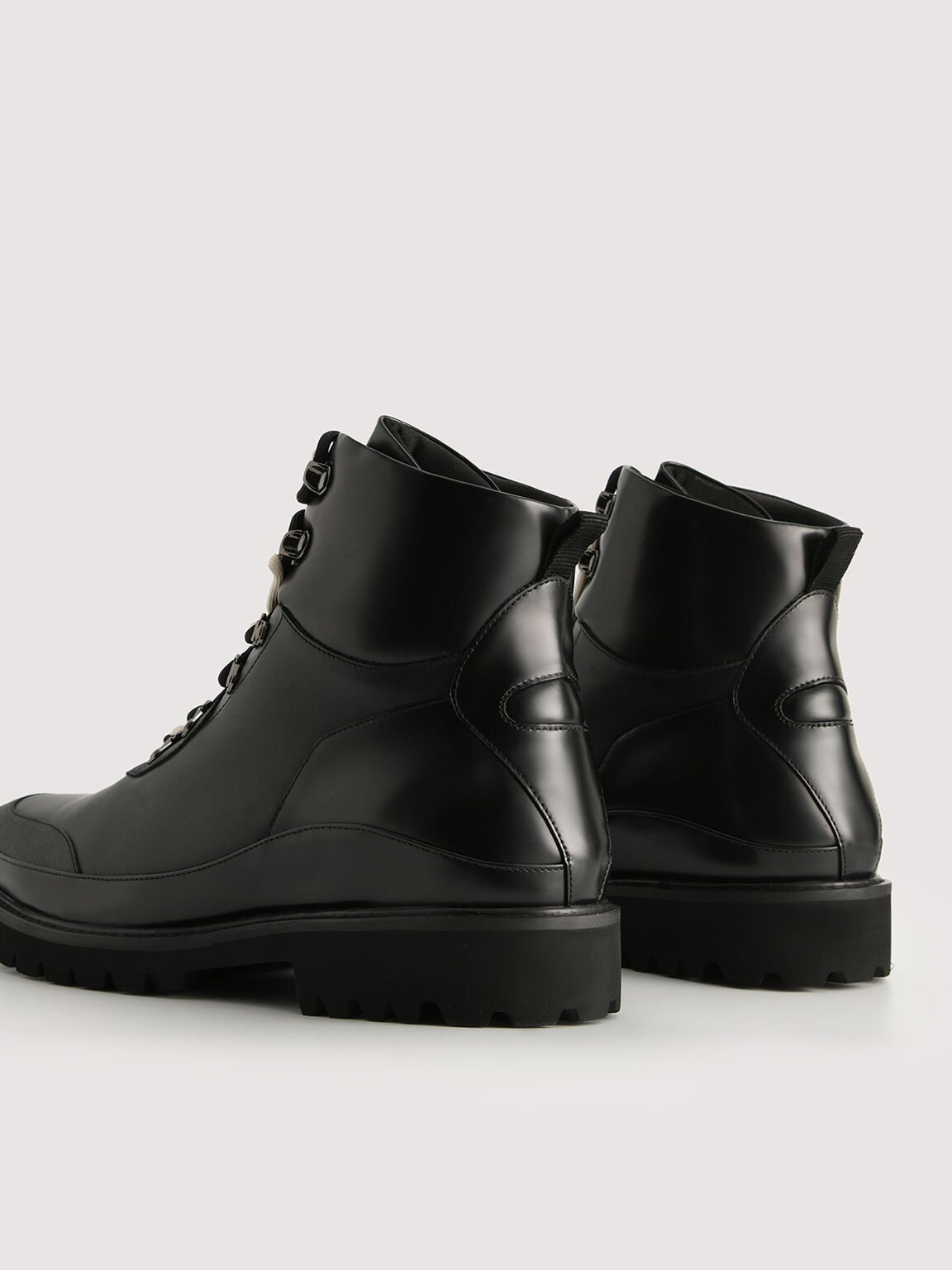 Leather Combat Boots, Black