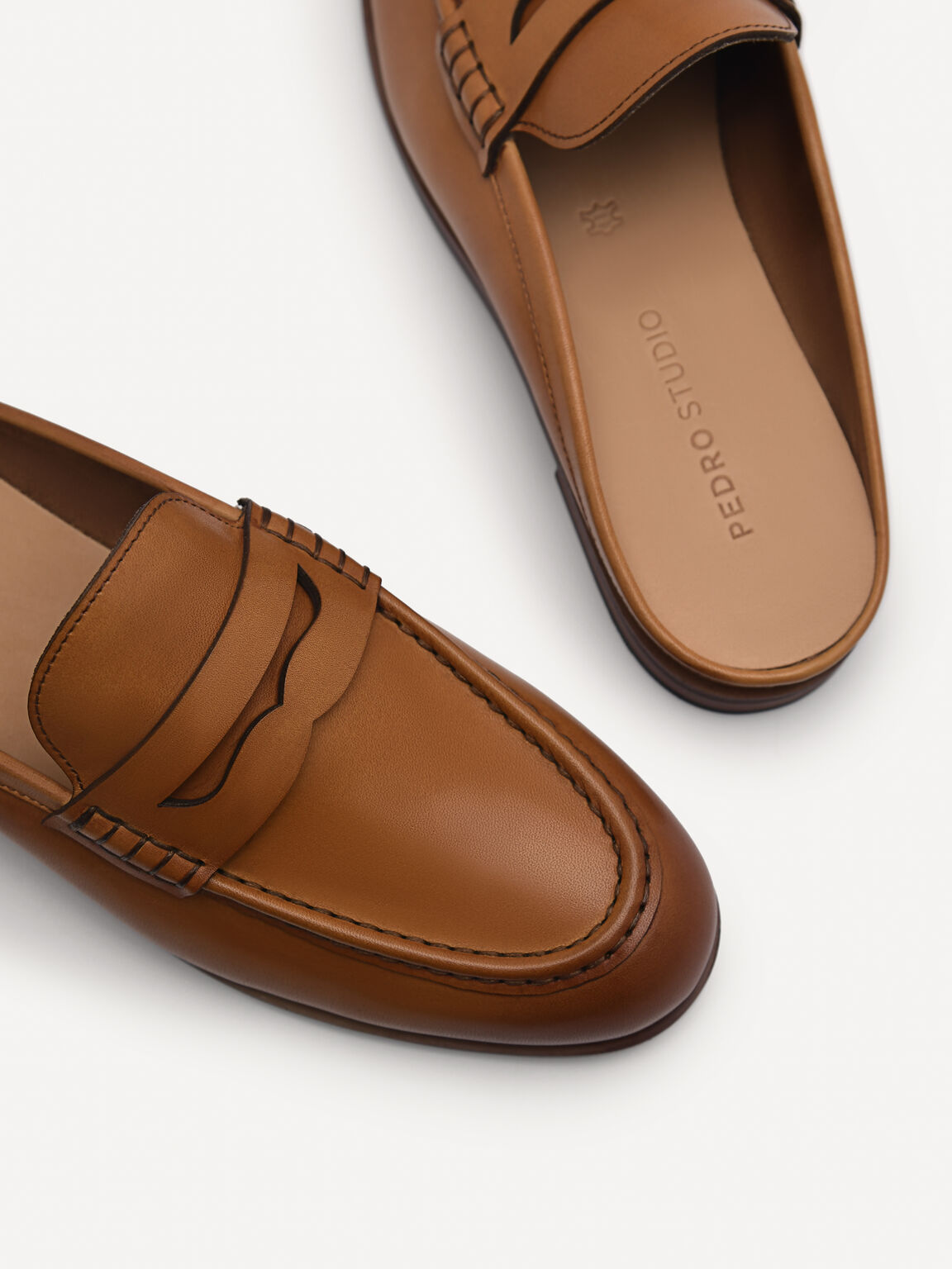 Blake Leather Penny Loafer Mules, Camel