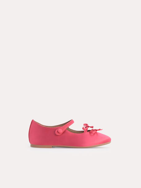 Double Bow Ballerina Flats, Coral Pink